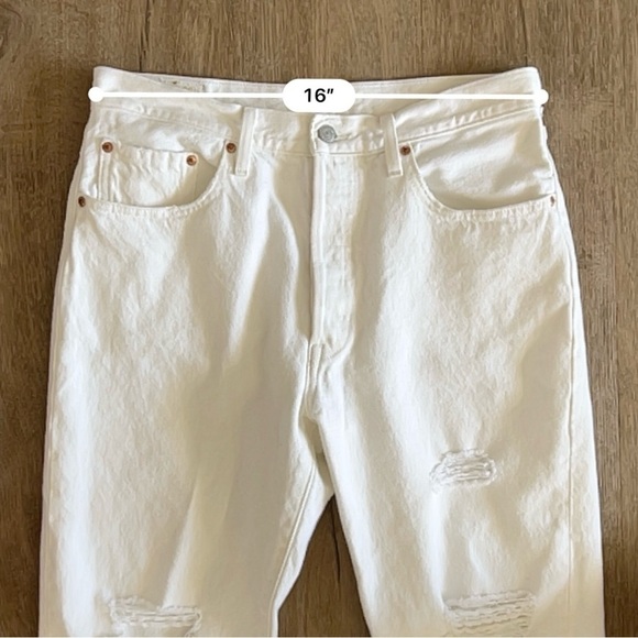 Levi's Premium 501 Big E Tab Cropped Distressed Jeans - High Rise Straight Leg - Picture 13 of 15